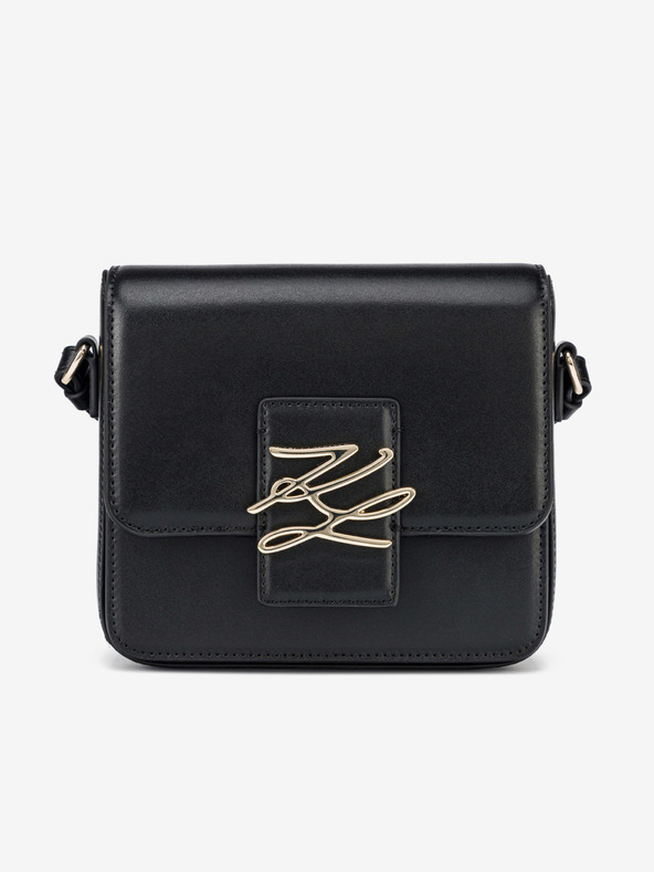 Karl Lagerfeld Schwarze Damen-Lederhandtasche KARL LAGERFELD Autogramm