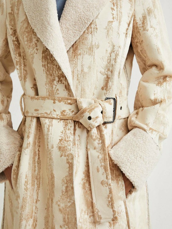 Desigual Beigefarbener Desigual Marvelous gemusterter Damenmantel