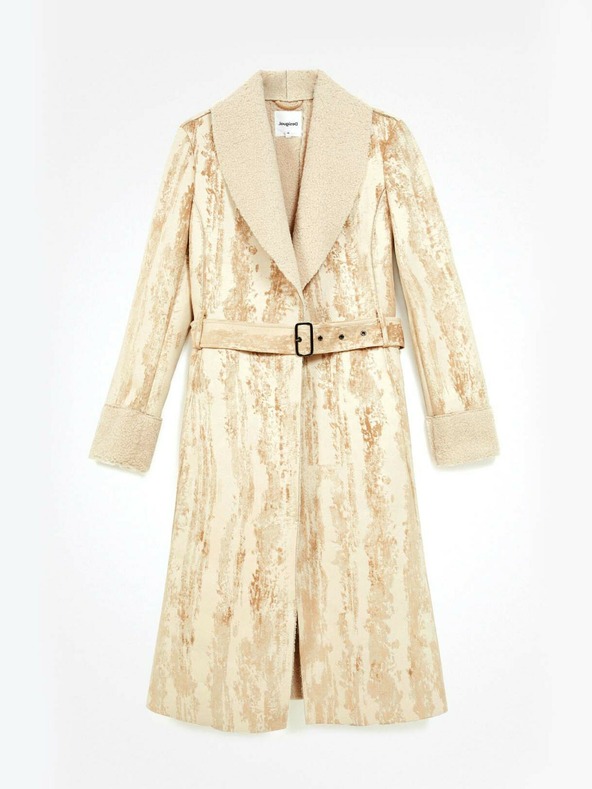 Desigual Beigefarbener Desigual Marvelous gemusterter Damenmantel
