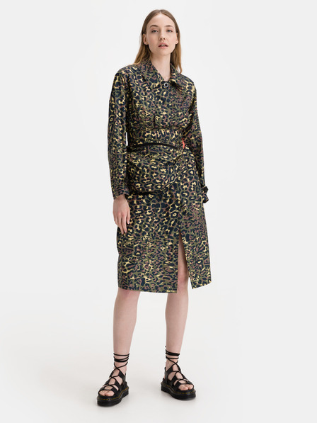 Replay Grüner gemusterter Trenchcoat für Frauen Replay