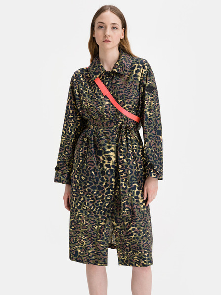 Replay Grüner gemusterter Trenchcoat für Frauen Replay