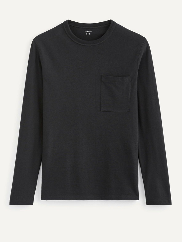 Celio Schwarzes Herren-Basic-Hemd mit Tasche Celio