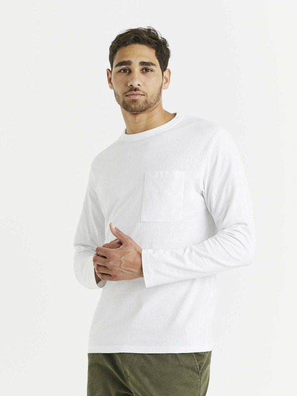 Celio Weißes Herren-Basic-Hemd mit Tasche Celio