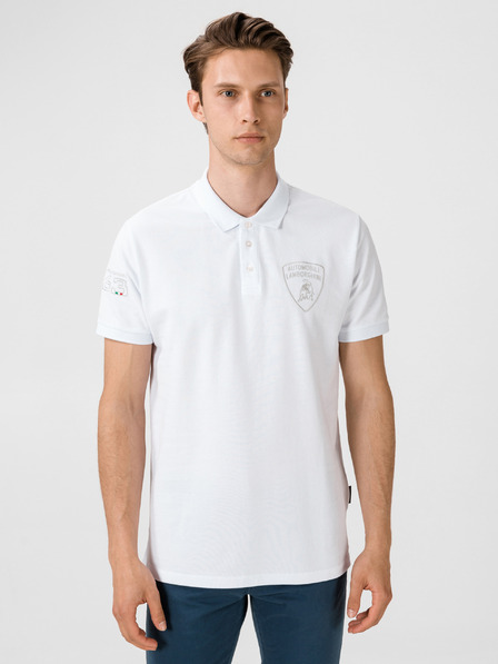 Lamborghini Weißes Herren-Polohemd Lamborghini