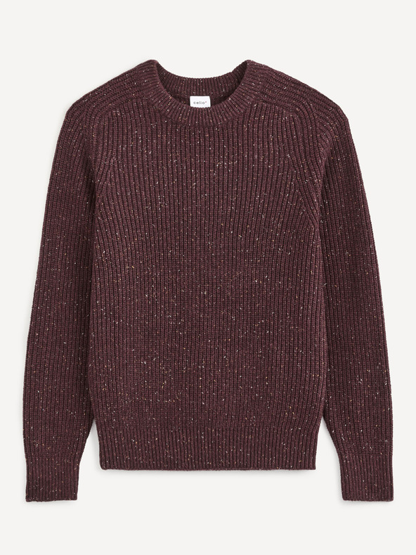 Celio Burgunderfarben gestreifter Herrenpullover Celio
