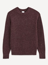 Celio Burgunderfarben gestreifter Herrenpullover Celio