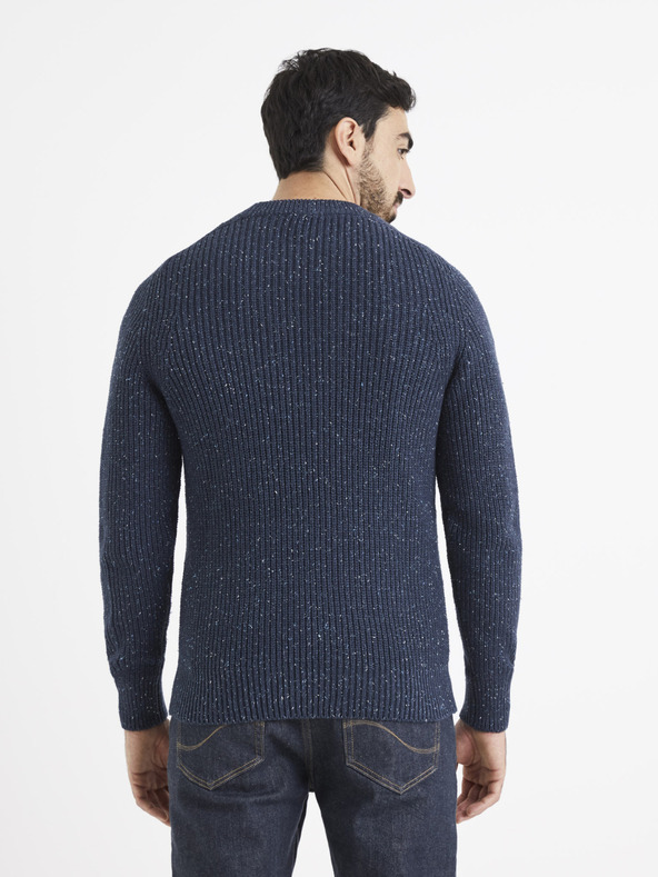 Celio Dunkelblauer gestromter Herren Pullover Celio