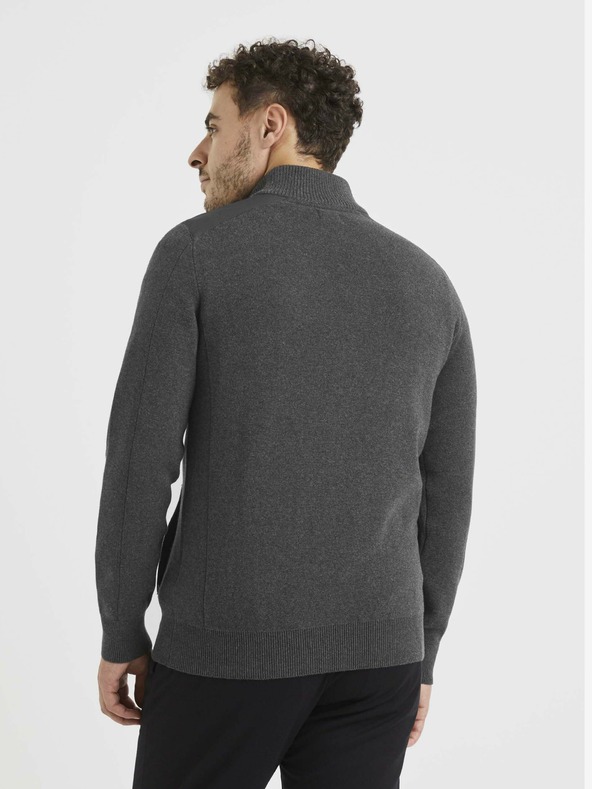 Celio Dunkelgrauer Basic-Pullover Celio Vemilano