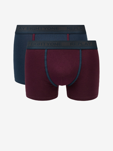 Replay Zweier-Set Herren-Boxershorts in Dunkelblau und Burgunderrot Replay