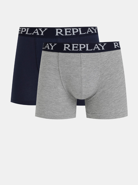 Replay Set aus zwei Boxershorts in Dunkelblau und Grau von Replay