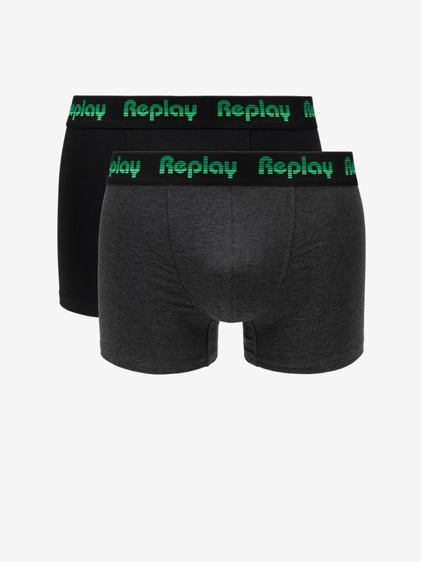 Replay Zweier-Set Boxershorts in Schwarz und Grau von Replay