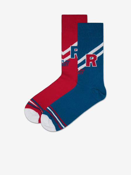 Replay Set aus zwei Paar Socken in rot und blau Replay Banderole