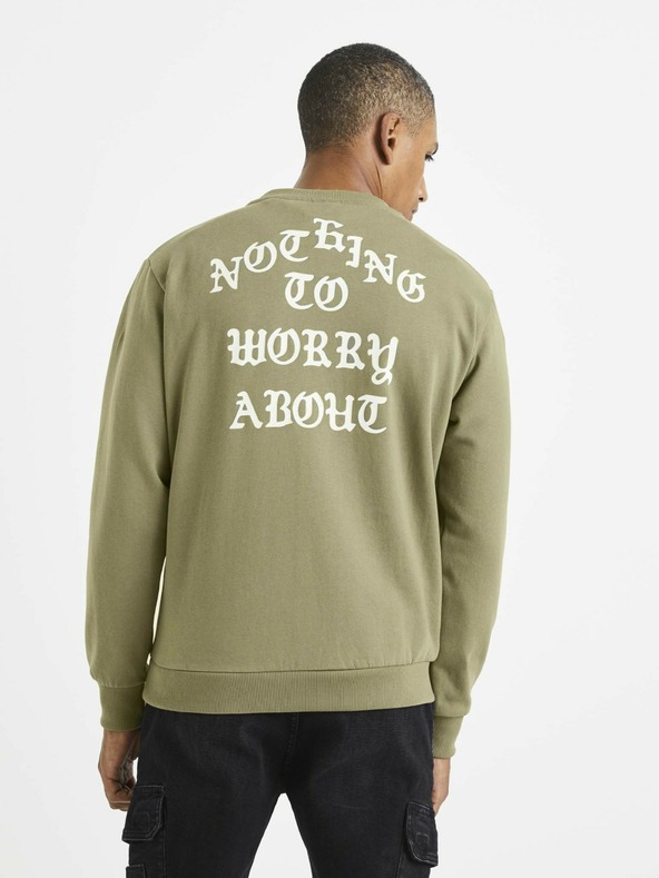 Celio Hellgrünes Herren-Sweatshirt mit Celio-Schriftzug auf dem Rücken