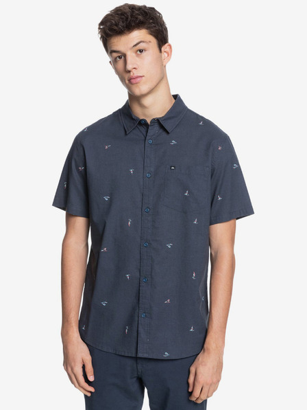 Quiksilver Dunkelblaues gemustertes Herren-Kurzarmhemd Quiksilver