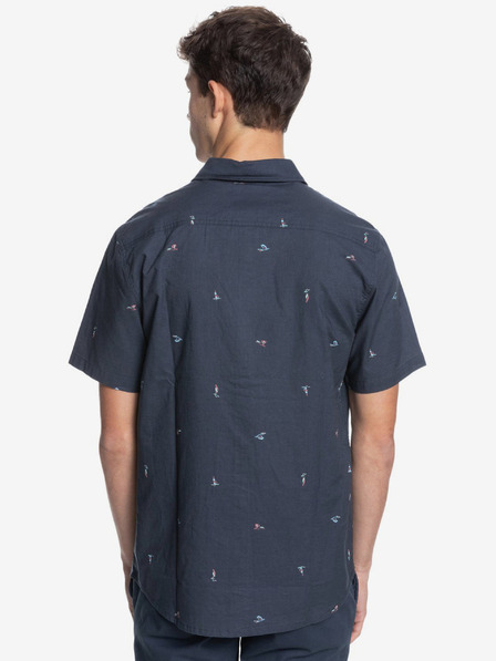 Quiksilver Dunkelblaues gemustertes Herren-Kurzarmhemd Quiksilver
