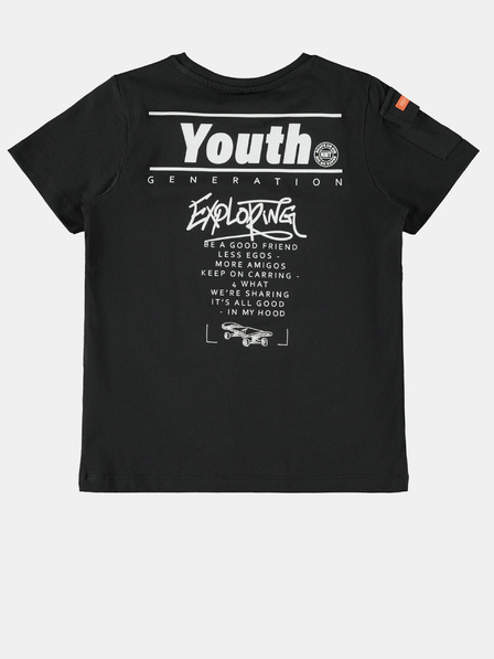 name it Schwarzes Jungen-T-Shirt mit Niklaso-Aufdruck auf dem Rücken