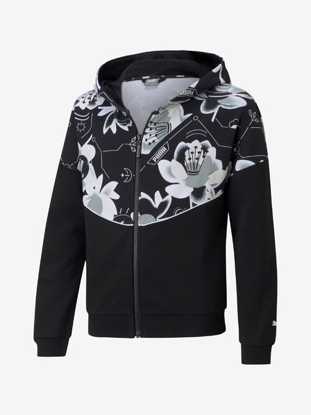 Puma Schwarzes Mädchen Puma Alpha Sweatshirt mit Reißverschluss