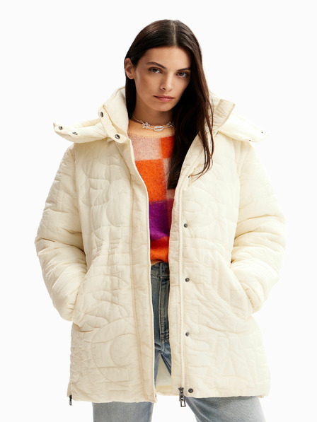 Desigual Cremefarbene Desigual Tulip Winterjacke für Damen