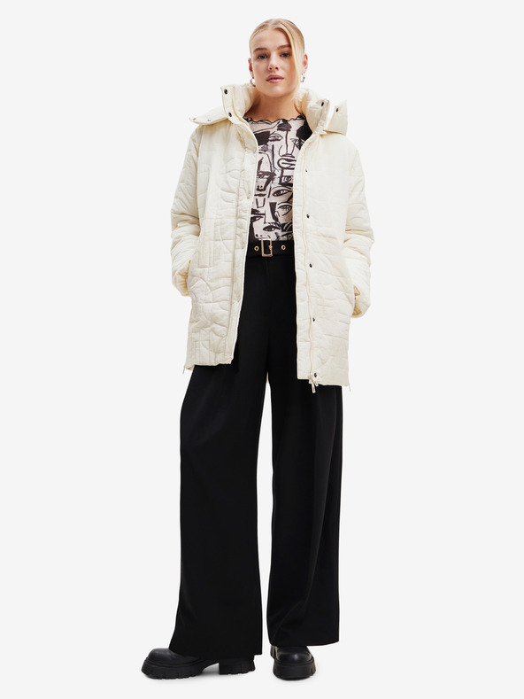 Desigual Cremefarbene Desigual Tulip Winterjacke für Damen
