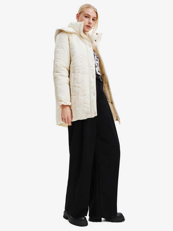 Desigual Cremefarbene Desigual Tulip Winterjacke für Damen