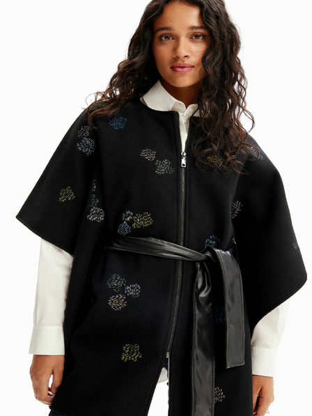 Desigual Desigual Threadflor Milan schwarzer gemusterter Damenponcho