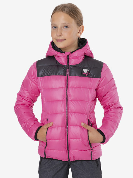 Sam 73 Rosa-schwarze Steppwinterjacke mit Kapuze für Mädchen SAM 73 Eloise
