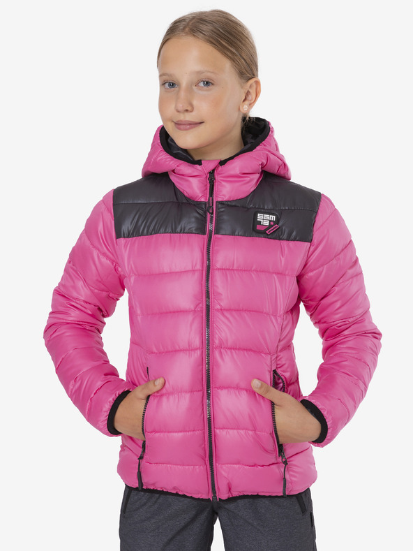 Sam 73 Rosa-schwarze Steppwinterjacke mit Kapuze für Mädchen SAM 73 Eloise