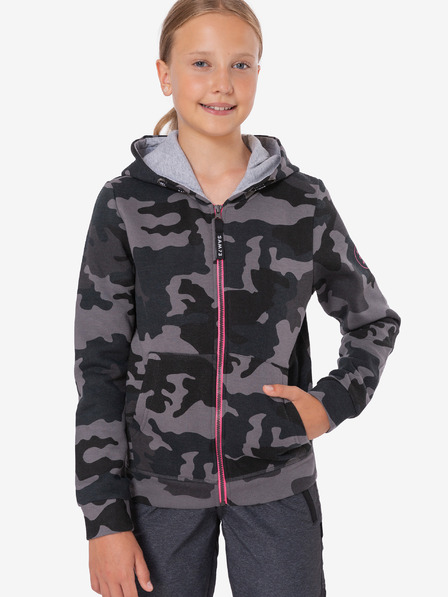 Sam 73 Dunkelgraues Mädchen-Sweatshirt mit Tarnmuster SAM 73