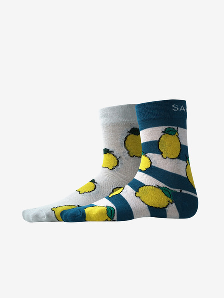 Sam 73 Sockenset mit zwei Paar gemusterten Socken in blau und weiß SAM 73 Lelio