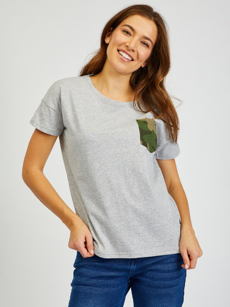 Sam 73 Graues Damen-T-Shirt mit Tasche SAM 73 Marie