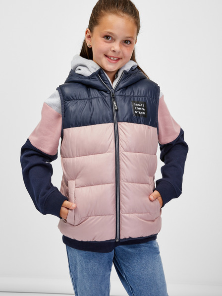 Sam 73 Blau-rosa Mädchen-Steppweste mit Kapuze SAM 73 Jifunza