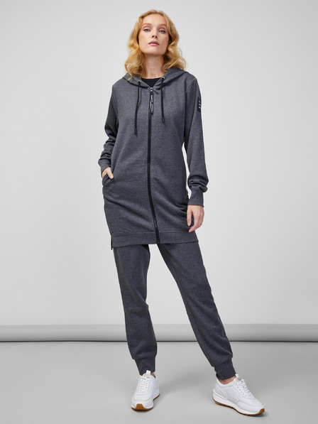 Sam 73 Grau gestromter Damen-Kapuzenpullover mit Reißverschluss SAM 73 Drusilia