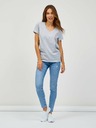 Sam 73 Hellgraues gestreiftes Damen-T-Shirt SAM 73 Lumiel