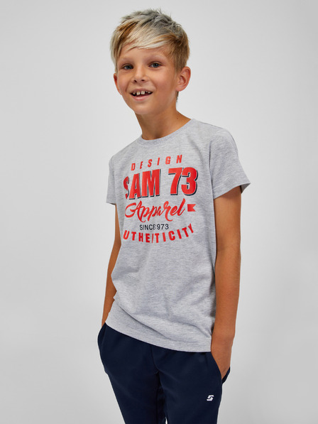 Sam 73 Hellgraues gestreiftes T-Shirt für Jungen SAM 73 Janson