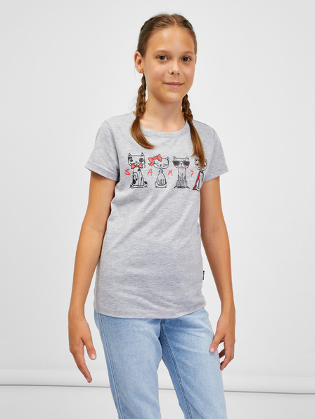 Sam 73 Hellgraues gestreiftes Mädchen-T-Shirt SAM 73 Axill