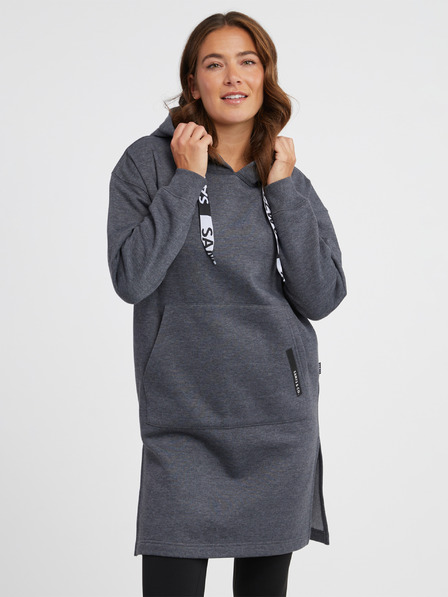 Sam 73 Dunkelgraues gestromtes Damen-Sweatshirt mit Reißverschluss SAM 73 Cresside