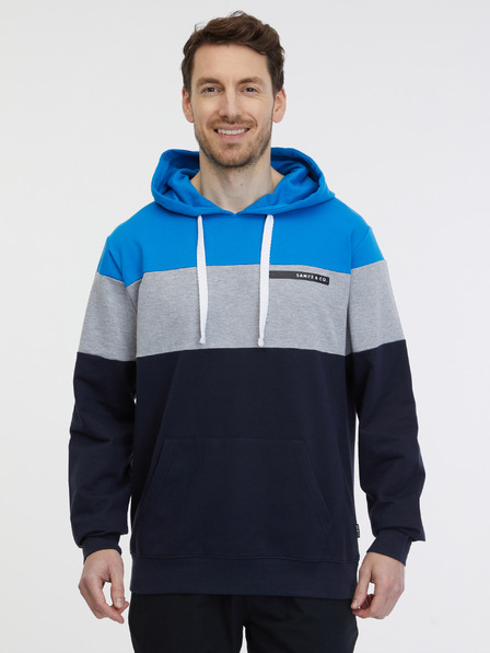 Sam 73 Blau-schwarzer Herren-Kapuzenpullover SAM 73 Gerado