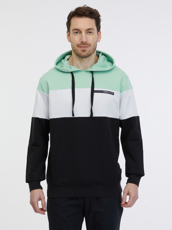 Sam 73 Grün-schwarzer Herren-Kapuzenpullover SAM 73 Gerado