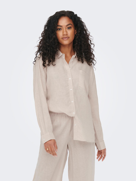 ONLY Beigefarbenes Damen-Leinenhemd ONLY Tokyo