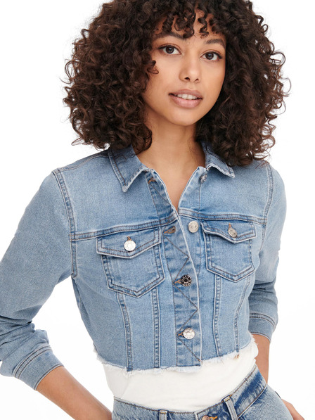 ONLY Hellblaue Damen-Crop-Top-Jeansjacke ONLY Wonder