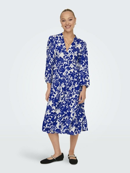 ONLY Blaues gemustertes Damen-Midikleid ONLY Milana