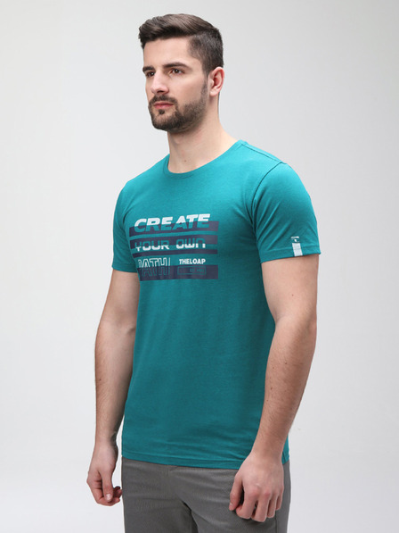 Loap Petrolfarbenes Herren-T-Shirt mit Aufdruck LOAP BENUL