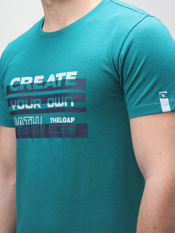 Loap Petrolfarbenes Herren-T-Shirt mit Aufdruck LOAP BENUL