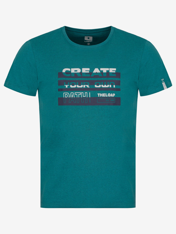 Loap Petrolfarbenes Herren-T-Shirt mit Aufdruck LOAP BENUL