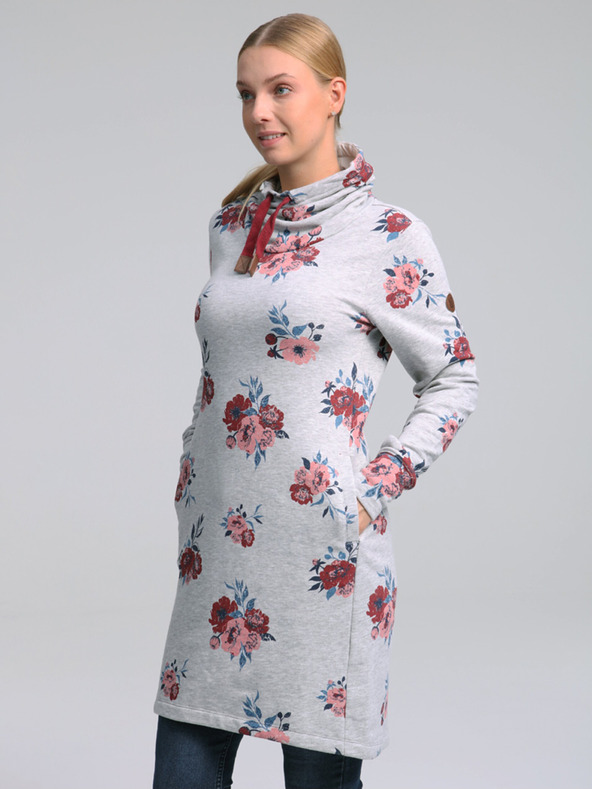 Loap Hellgraues Damen-Blumenkleid LOAP Ebuna