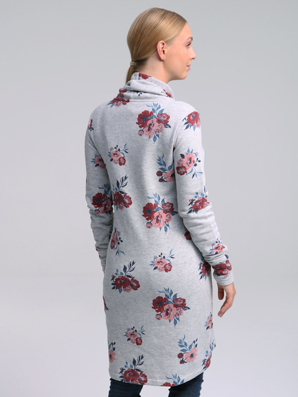 Loap Hellgraues Damen-Blumenkleid LOAP Ebuna