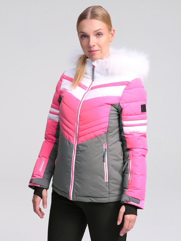 Loap Graue und rosa Damen-Skijacke LOAP ORINNA