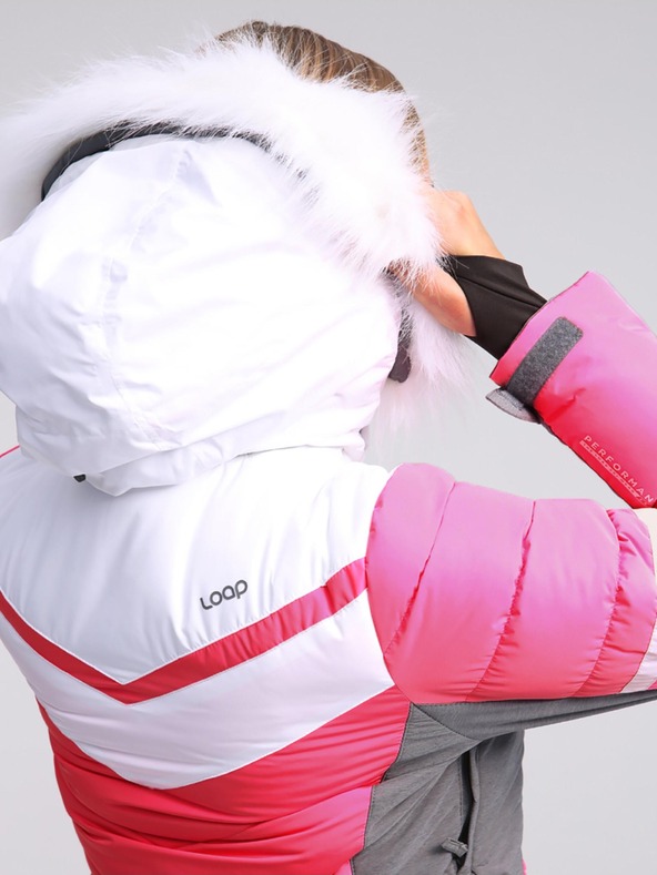 Loap Graue und rosa Damen-Skijacke LOAP ORINNA