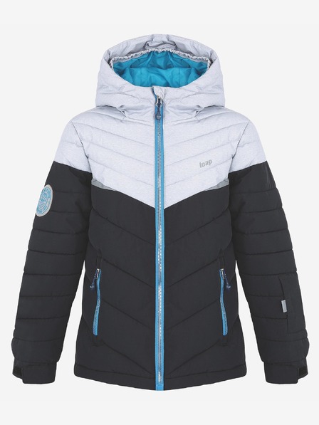 Loap Weiß-schwarze Jungen-Skijacke LOAP Fullsac