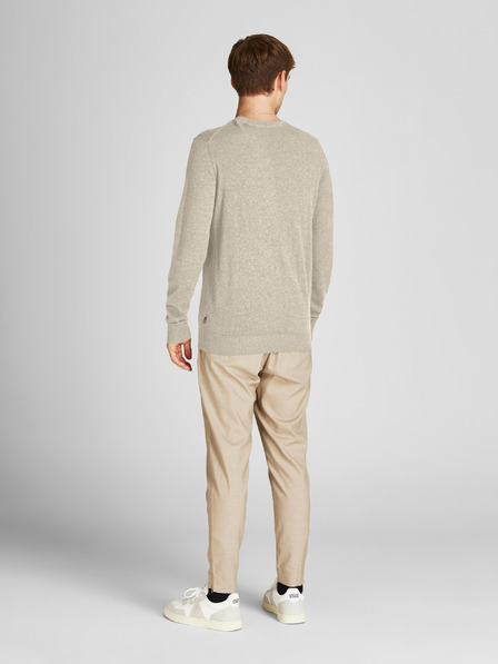 Jack & Jones Beige gestromter Herren-Basic-Pullover Jack & Jones Emil